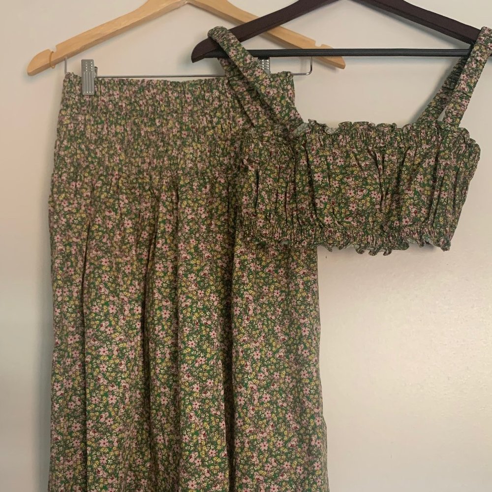 Zara Print Crop Top & Skirt Floral